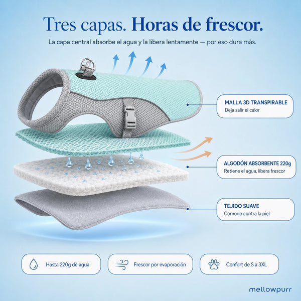 Chaleco Refrescante para Perros Ligero y Ajustable | Mellowpurr