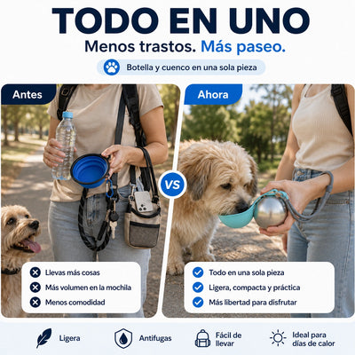 Mellowpurr PaseoFresh | Botella-Bebedero Portátil para Perros