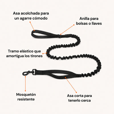 Mellowpurr Correa Elástica Amortiguadora para Perros | Sistema de Doble Control