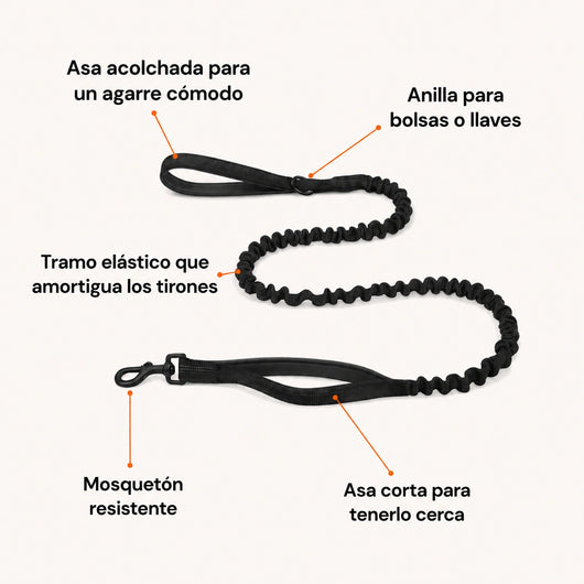 Mellowpurr Correa Elástica Amortiguadora para Perros | Sistema de Doble Control